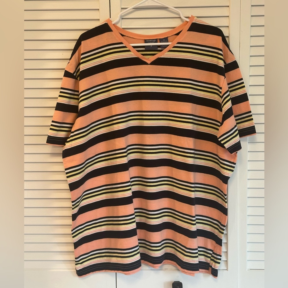 🐧3/$15 or 5/$20 - Mountain Lake II Striped Short-Sleeve Shirt Size 3X EUC